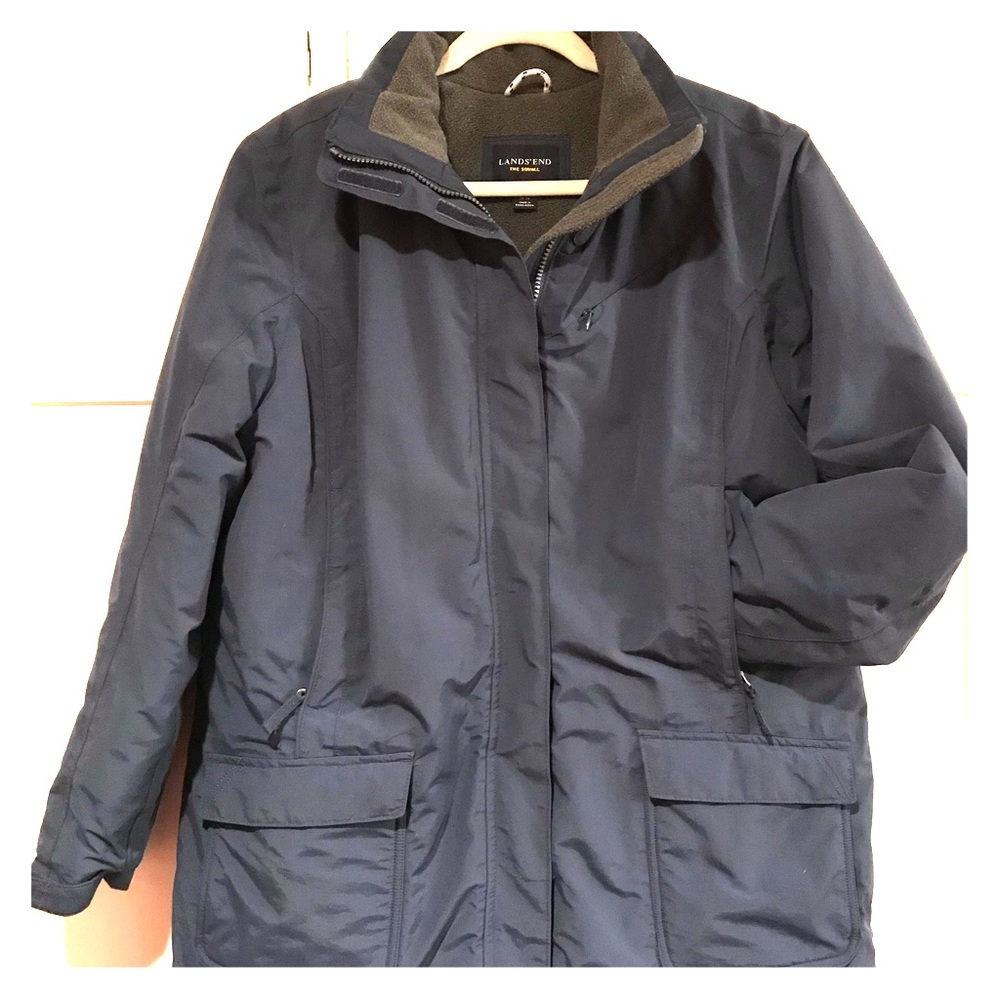 Land’s End women’s navy fleece lined coat